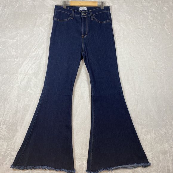 Judy Blue Jean Women 9/29 Blue Bell Bottoms Flare Stretch Raw Hem - Picture 1 of 7